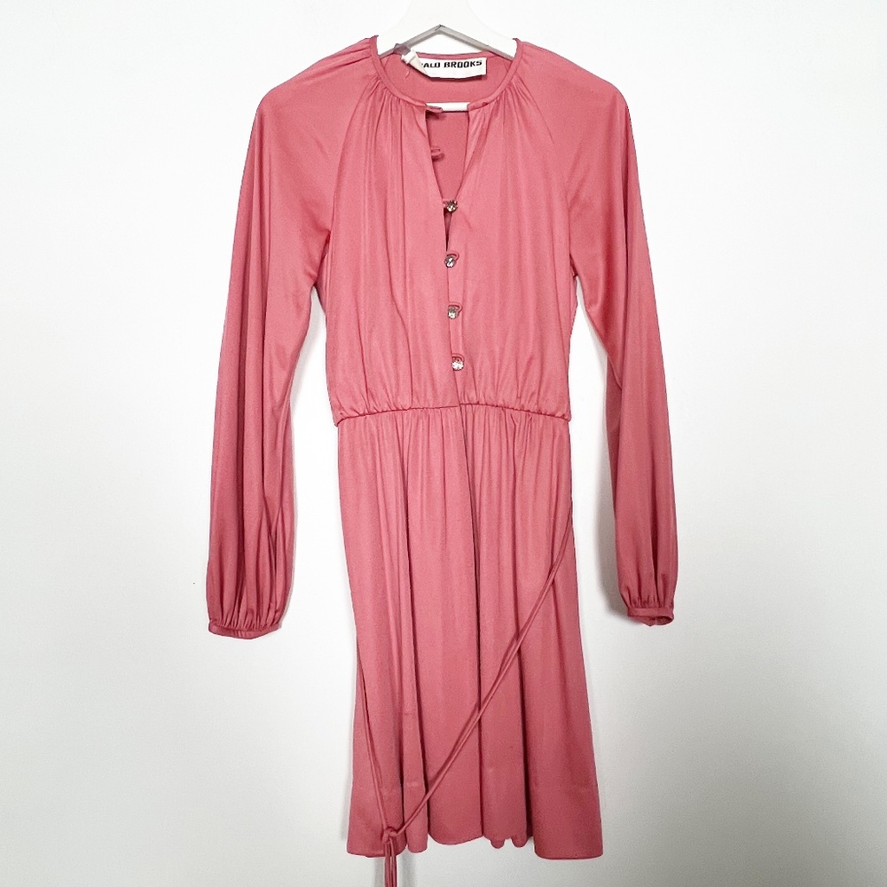 DONALD BROOKS Dress Size 8 Pink Glass Buttons Vintage